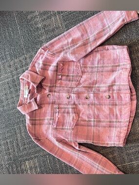 Falls Creek Girls Pink Plaid Button shirt Jacket